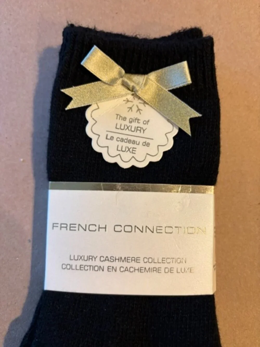 French Connection Luxury Cashmere Collection 2 Pr. Black Cashmere Blend Socks
